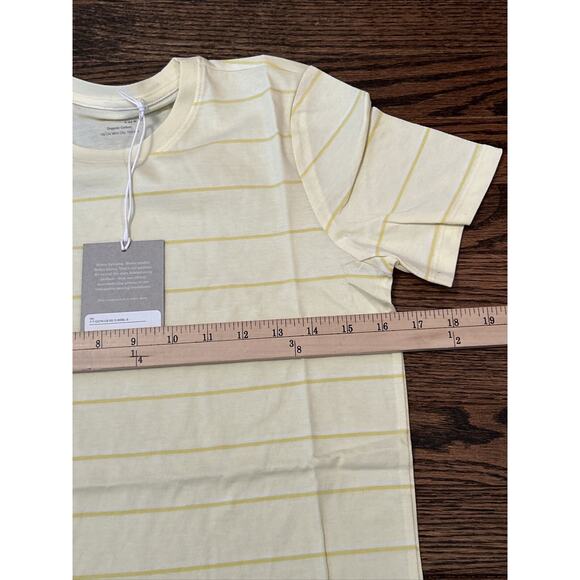 Everlane Womens Small Yellow Striped Organic Cotton Crewneck Tee T-Shirt NWT - Picture 5 of 9
